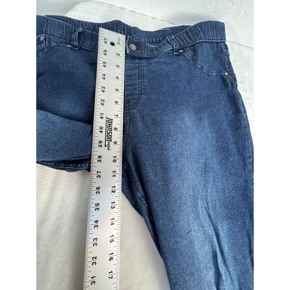 Hue Womens Blue Distressed Denim Skinny Jeans XL Stretch Frayed Hem Mid-Rise - Picture 8 of 10